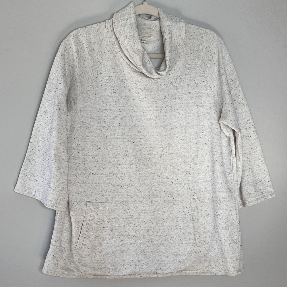 Eileen‎ Fisher Womens S Speckled Cowl Neck 3/4 Sleeve Sweatshirt Top Casual Work